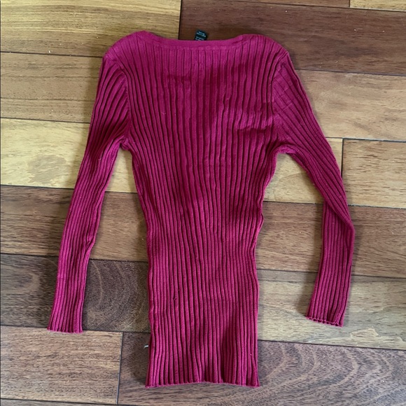 Inc Ribbed Zip-Up Red Top - Picture 5 of 5